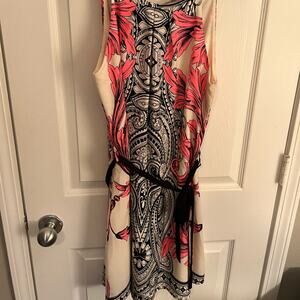 Pink/White/Black Dress w/Black Belt